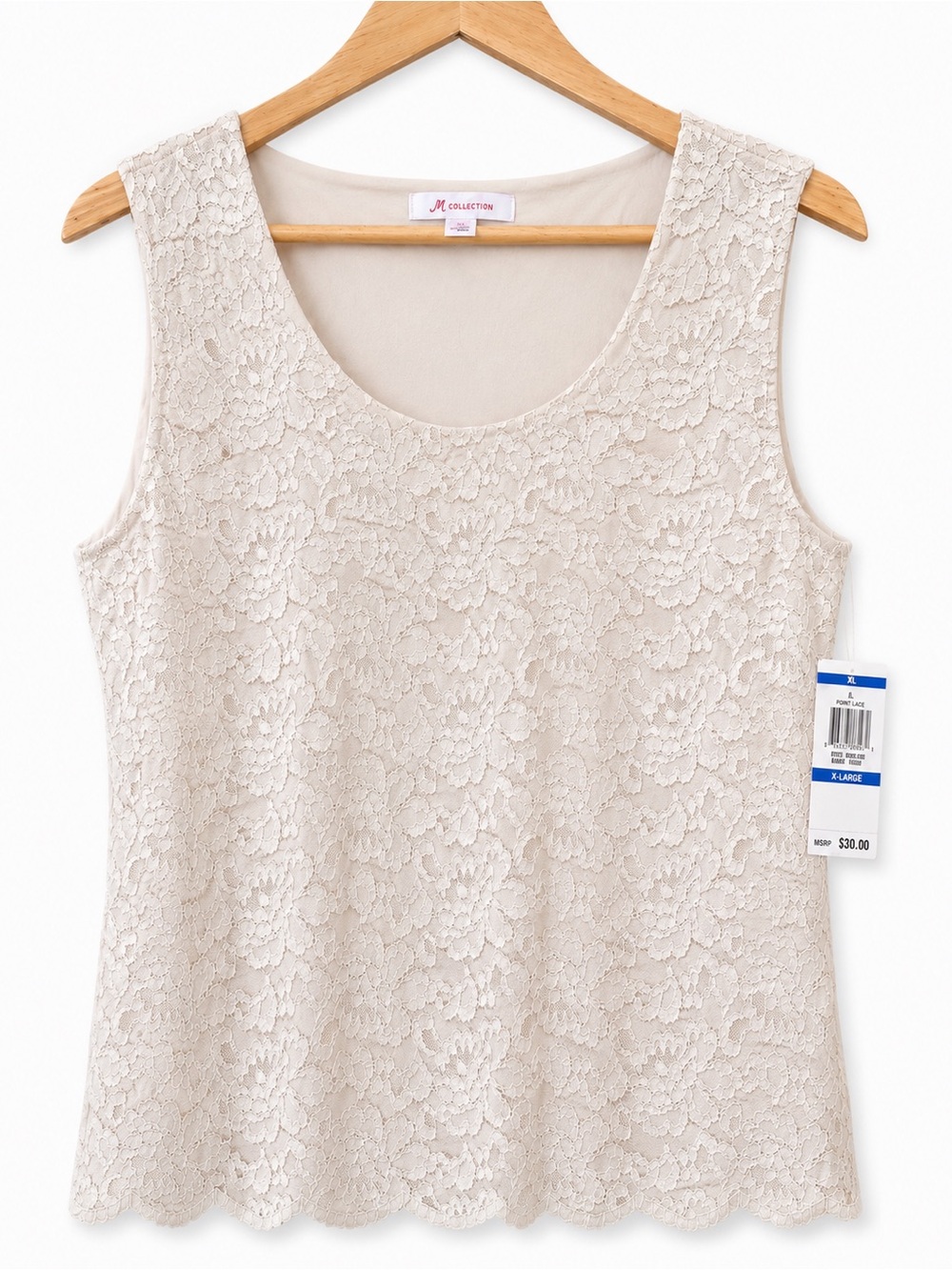 NWT-JM Collection Lace Shell Tank Top-XL